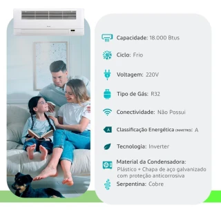 Ar Condicionado Split Cassete 1 Via Inverter R-32 G-linea Gree 18000 BTUs Frio 220V Monofásico